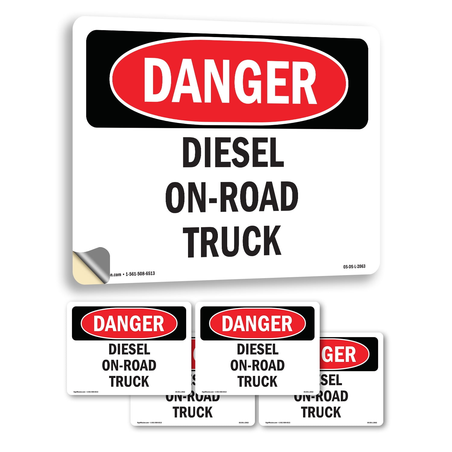 Diesel On OSHA Danger Vinyl Decal Label 10 Inch x 7 Inch - 5 Pack ...