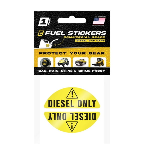 Diesel Only Sticker for Gas Cap (Yellow) - Diesel Labels for Fuel Caps on Fleet Trucks, Box Trucks, Vans - Universal Fit, Weather Proof, Extreme Stick by Fuel Stickers - USA Made (12 Pair)