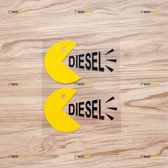 Diesel Only Sign Sticker Decal Vinyl Eat Diesel Fuel Door Cover Cap - 2 Pack Black + Yellow 4" - For Car Truck Fuel Door Cap No Background Die-cut
