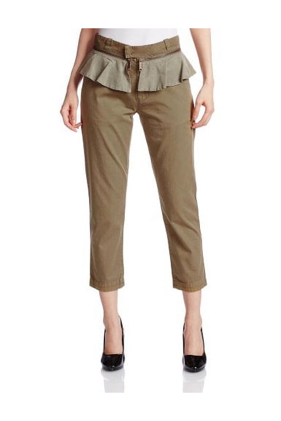P-CLO Cotton Tapered Peplum Pants Trousers Hunter Green (26)