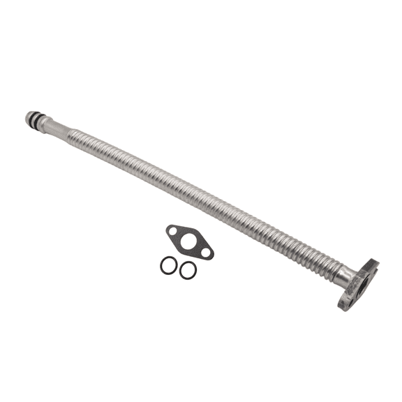 Diesel Power Source 25" Stainless Steel Flexible Turbo Oil Drain Tube Cummins 5.9L 6.7L 12V 24V ISX Turbo Drain Line Kit Universal Fit High Temperature Braided Hose Performance