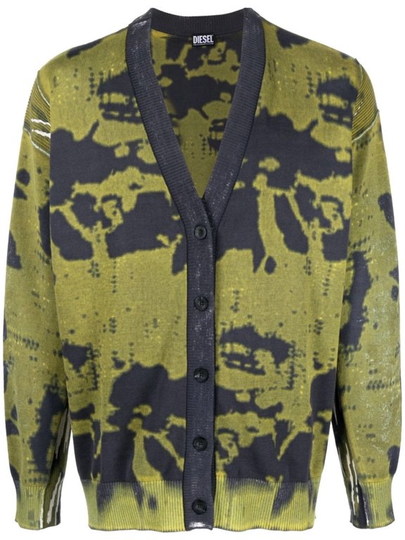 Relaxed Fit V-Neck Cardigan With Unique Pattern (Women's)