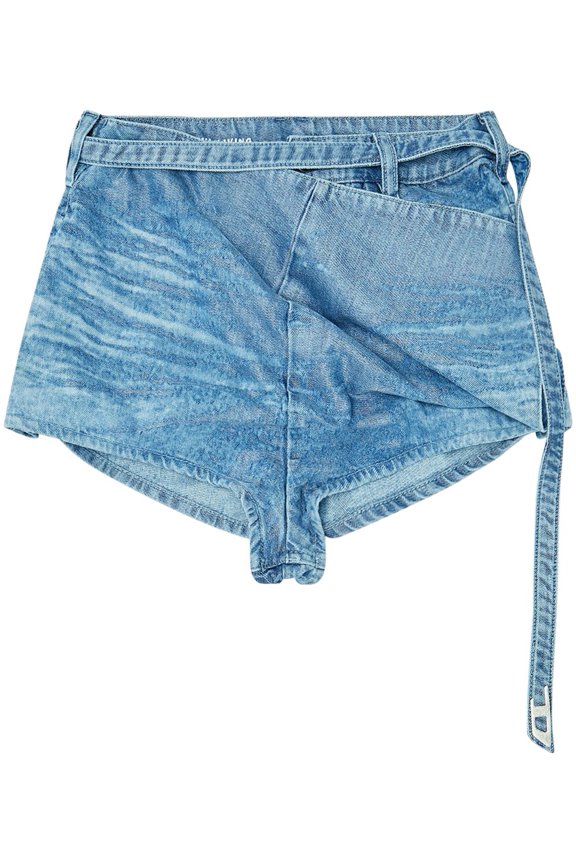 Short Denim Trousers With Unique Wrap-Around Design (Women's)