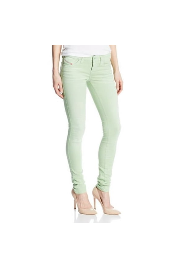 Women's Skinzee Low Rise Super Skinny Leg Jean 0826T, Bright Green, 30x32x32