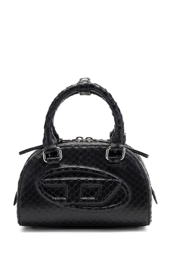 Women's Textured Black Dome Crossbody Bag With Zipper Closure Black