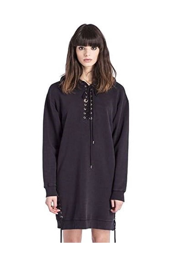 Womens D-Rayn Sweat Hooded Neck Dress Black 2XS