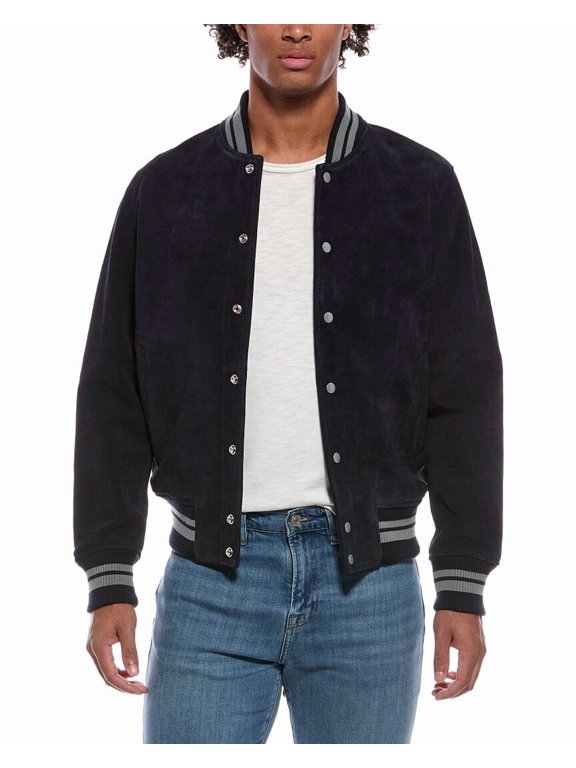 mens Suede Jacket, 50, Blue