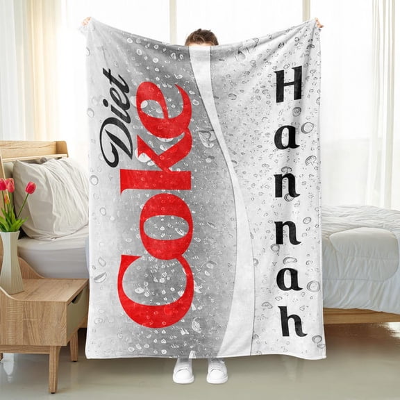 Diet Coke Blanket, Diet Coke Fleece Sherpa Blanket, Cozy Soft Throw for Sofa Couch Bed, Bedroom Living Room Decor, Lightweight Warm Everyday Bedding