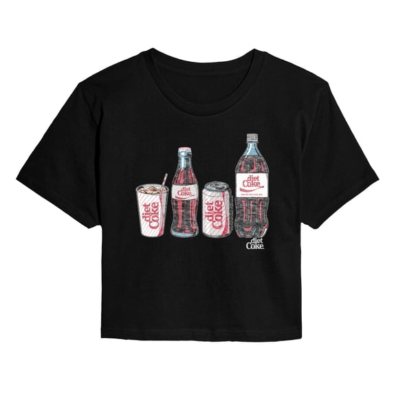 Diet Coke - Bottles and Cans - Juniors Cropped Graphic T-Shirt