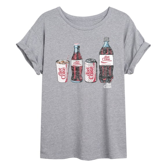 Diet Coke - Bottles and Cans - Juniors Oversized Graphic T-Shirt