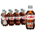 thumbnail image 1 of Diet Coke Diet Cola Soda Pop, 12 fl oz Bottles, 8 Pack, 1 of 16