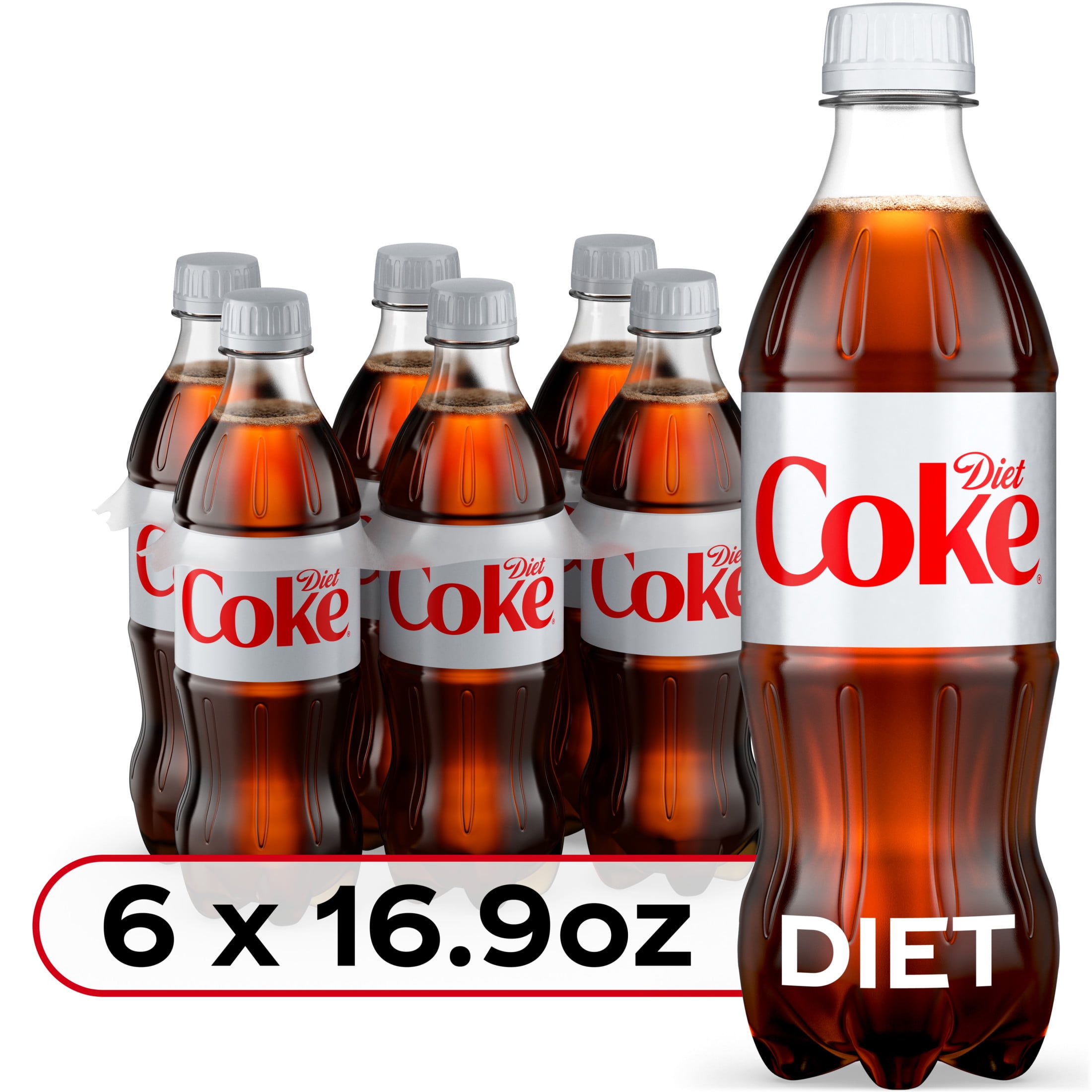 Diet Coke Diet Cola Soda Pop, 16.9 fl oz Bottles, 6 Pack