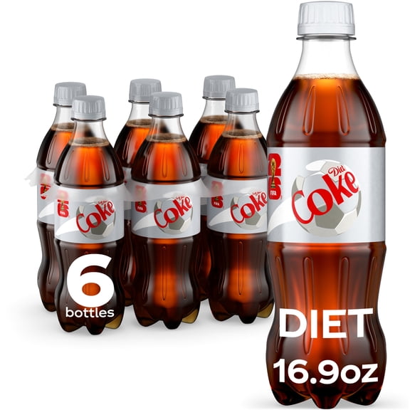 Diet Coke Soda Pop Bottles, 16.9 fl oz, 6 pack