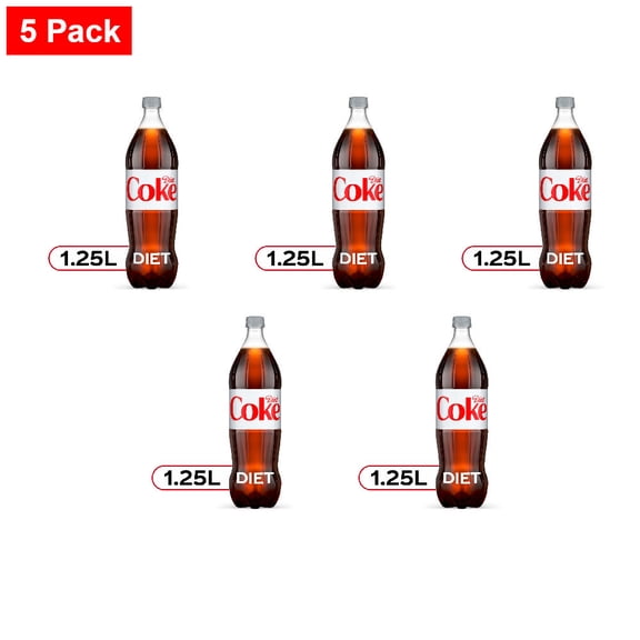Diet Coke Diet Soda Bottle 1.25 liter - 5 Pack