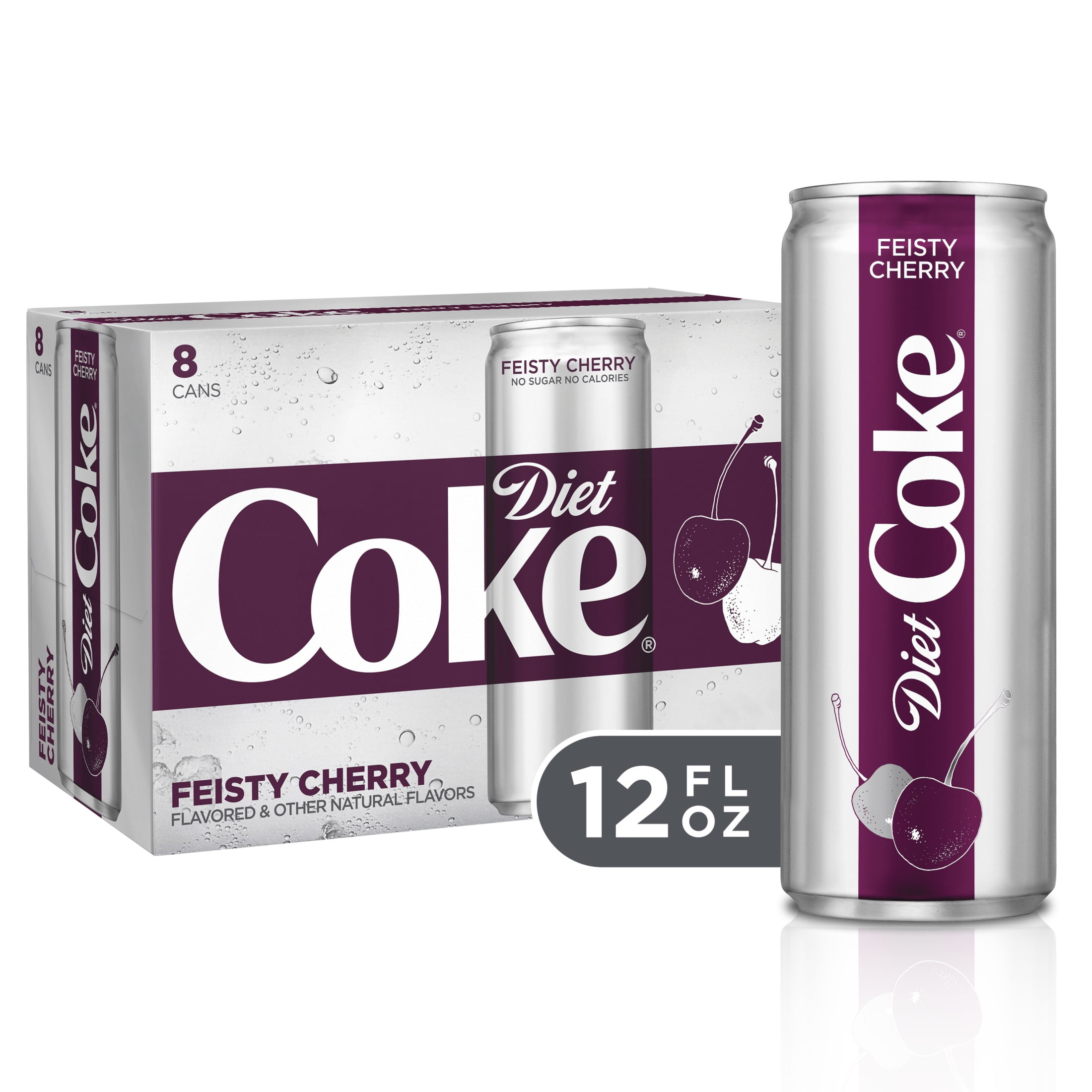Diet Coke Feisty Cherry Soda Soft Drink, 12 fl oz, 8 Pack