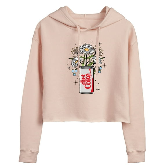Diet Coke - Flowers With Coke Can - Juniors Cropped Pullover Hoodie