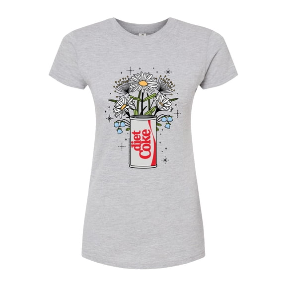 Diet Coke - Flowers With Coke Can - Juniors Fitted Graphic T-Shirt
