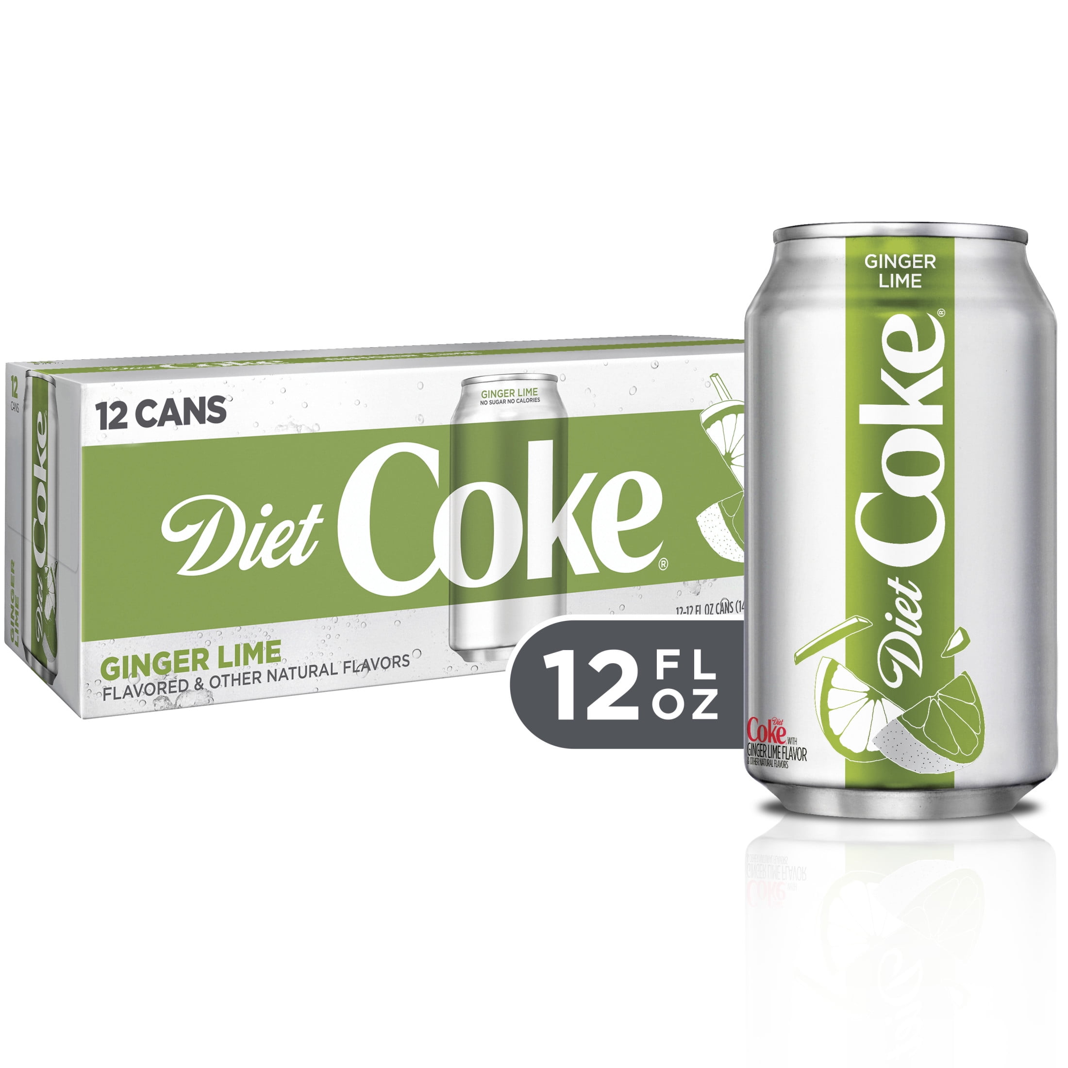 Diet Coke Ginger Lime Diet Soda Pop Soft Drink, Fridgepack, 12 fl oz ...