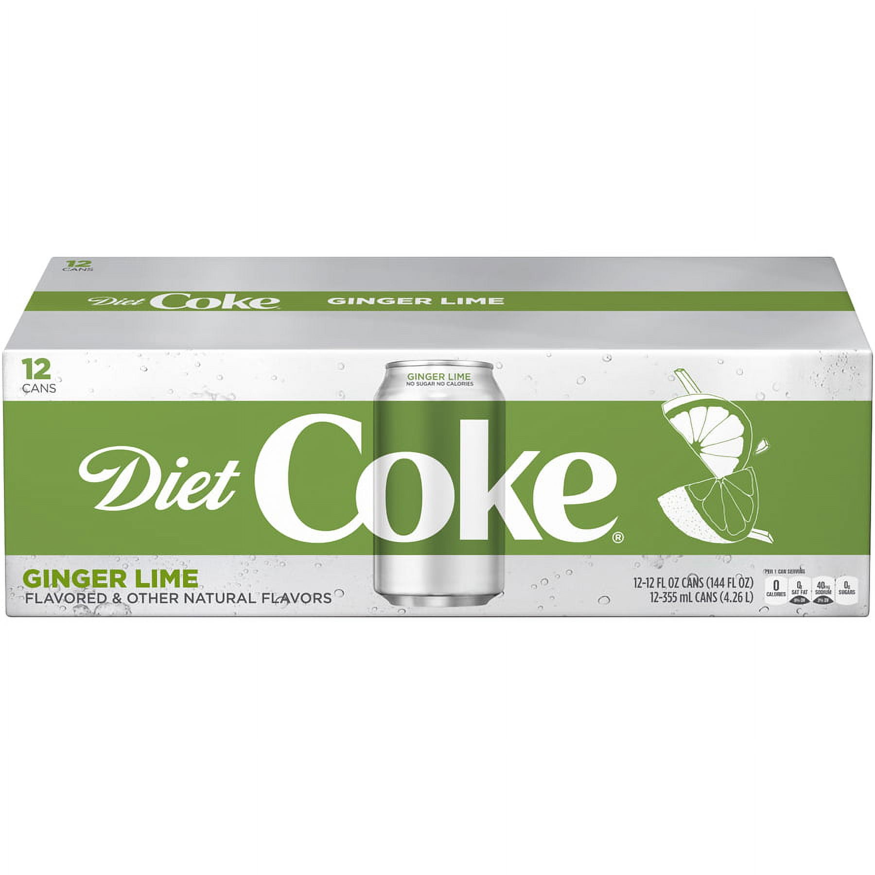 Diet Coke Ginger Lime Diet Soda Pop Soft Drink, Fridgepack, 12 fl oz ...