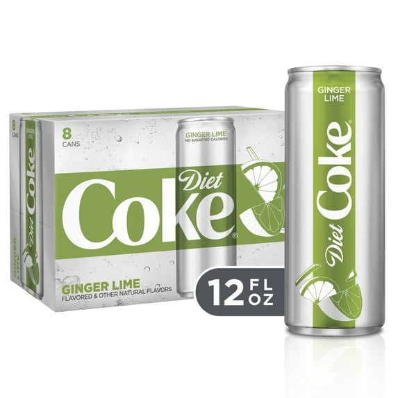 Diet Coke Ginger Lime Soda Soft Drink, 12 fl oz, 8 Pack