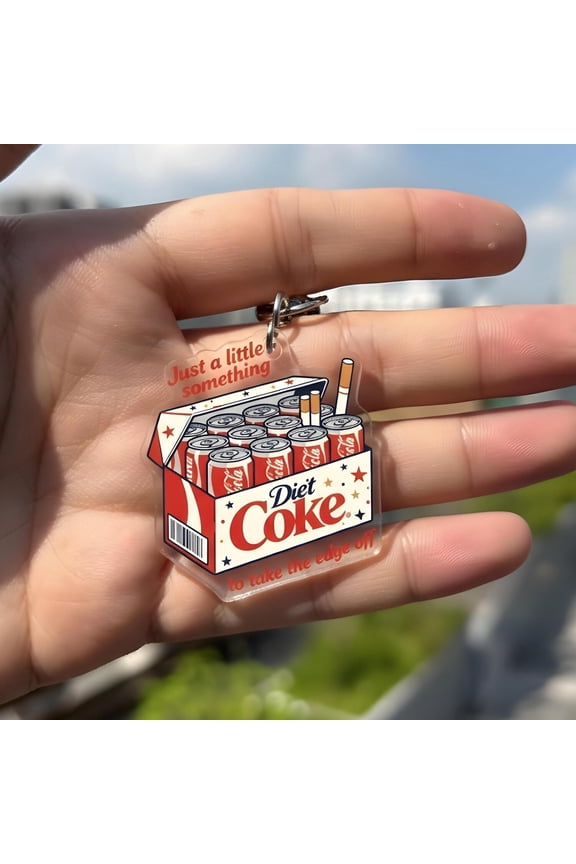 Diet Coke Girly Keychain, Girly Backpack Keychain,Purse Accessory,Diet Coke Fridge Cig Keychain, Just a Little Something Take the Edge Off