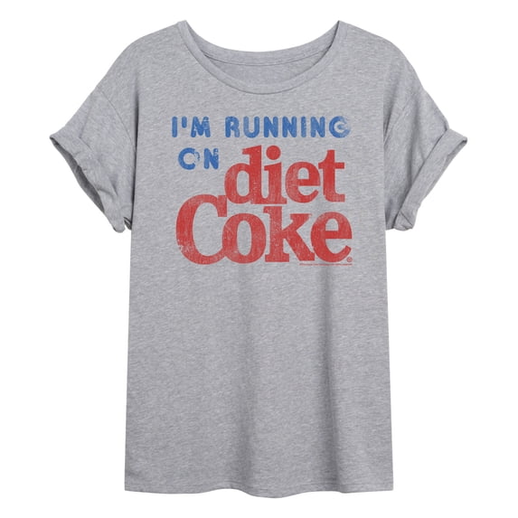 Diet Coke - I'm Running on Diet Coke - Juniors Oversized Graphic T-Shirt