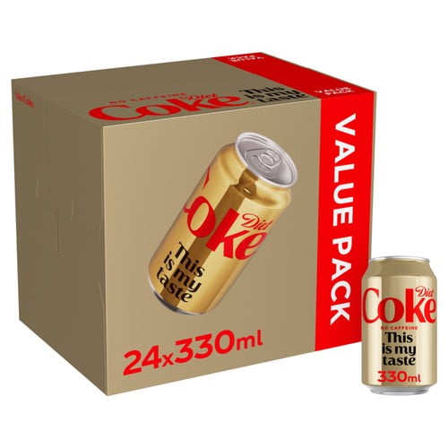 Diet Coke No Caffeine 24 x 330ml, British Import