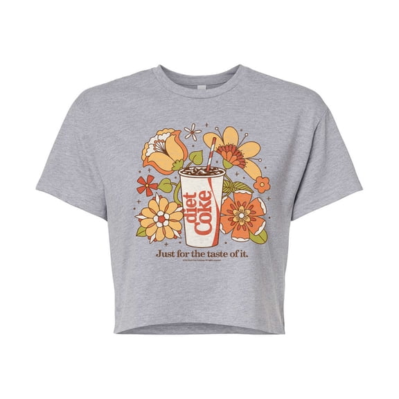 Diet Coke - Retro Flowers - Juniors Cropped Graphic T-Shirt