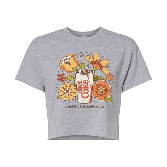 Diet Coke - Retro Flowers - Juniors Cropped Graphic T-Shirt