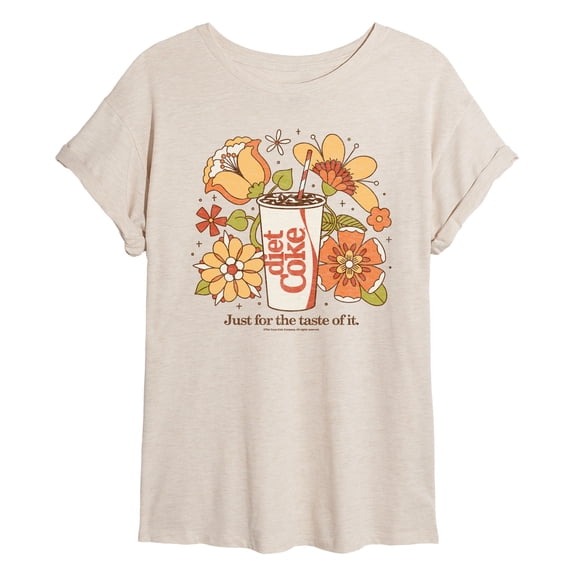 Diet Coke - Retro Flowers - Juniors Oversized Graphic T-Shirt