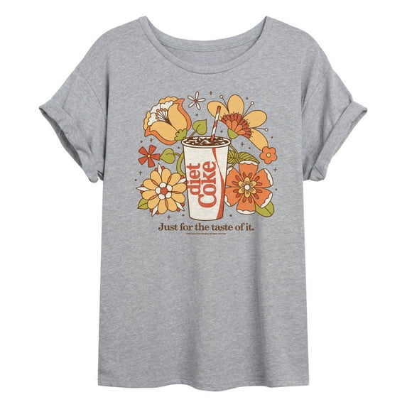 Diet Coke - Retro Flowers - Juniors Oversized Graphic T-Shirt