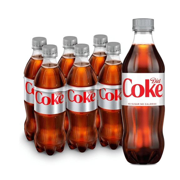 Diet Coke Soda Bottles, 20 fl oz Single Serve Soft Drink, Zero Sugar Cola, 24 Count