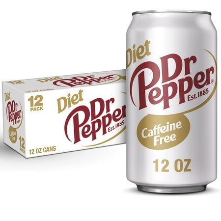 Diet Dr Pepper Caffeine Free Soda Pop, 12 fl oz, 12 Pack Cans
