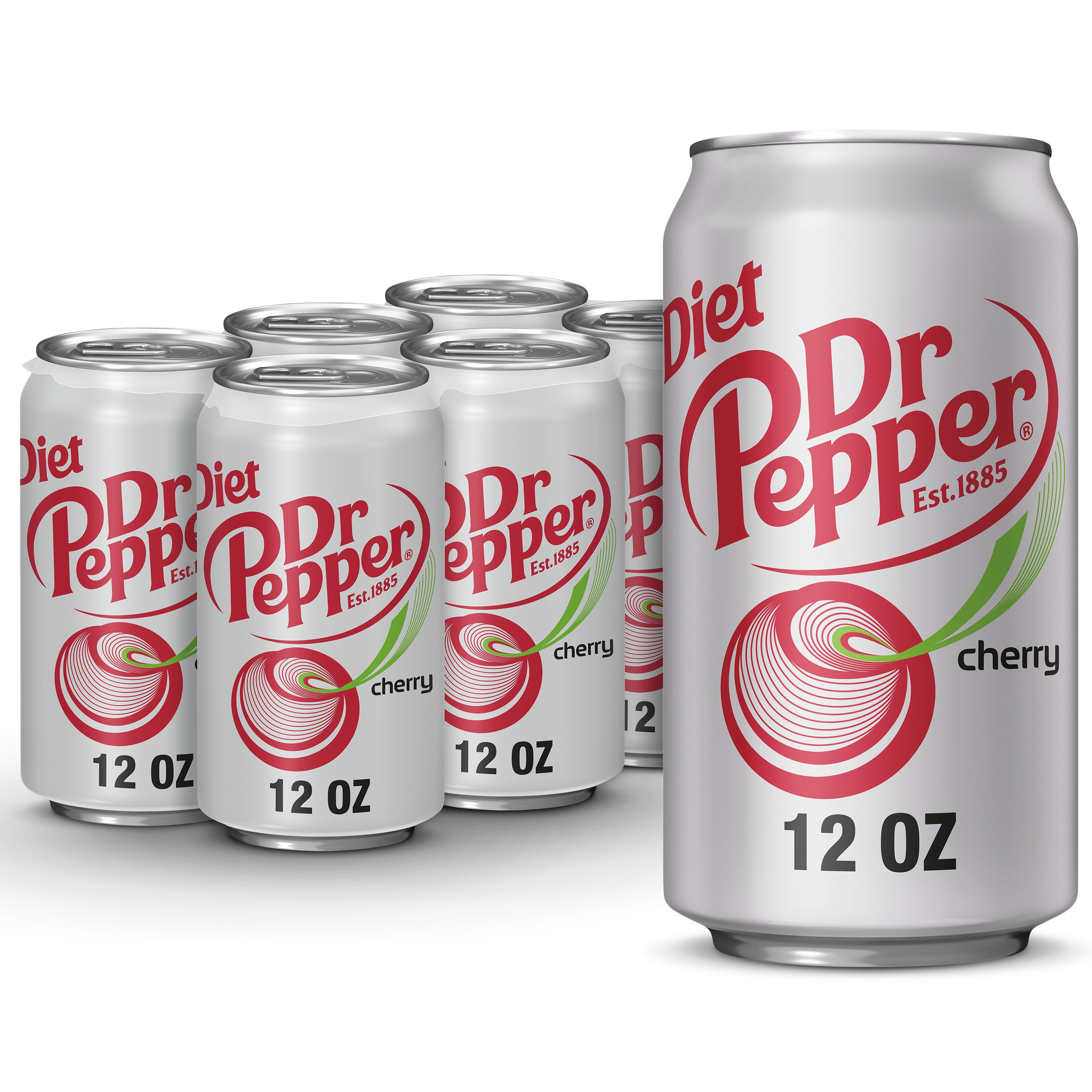 Diet Dr Pepper Cherry Soda, 12 fl oz cans, 6 pack