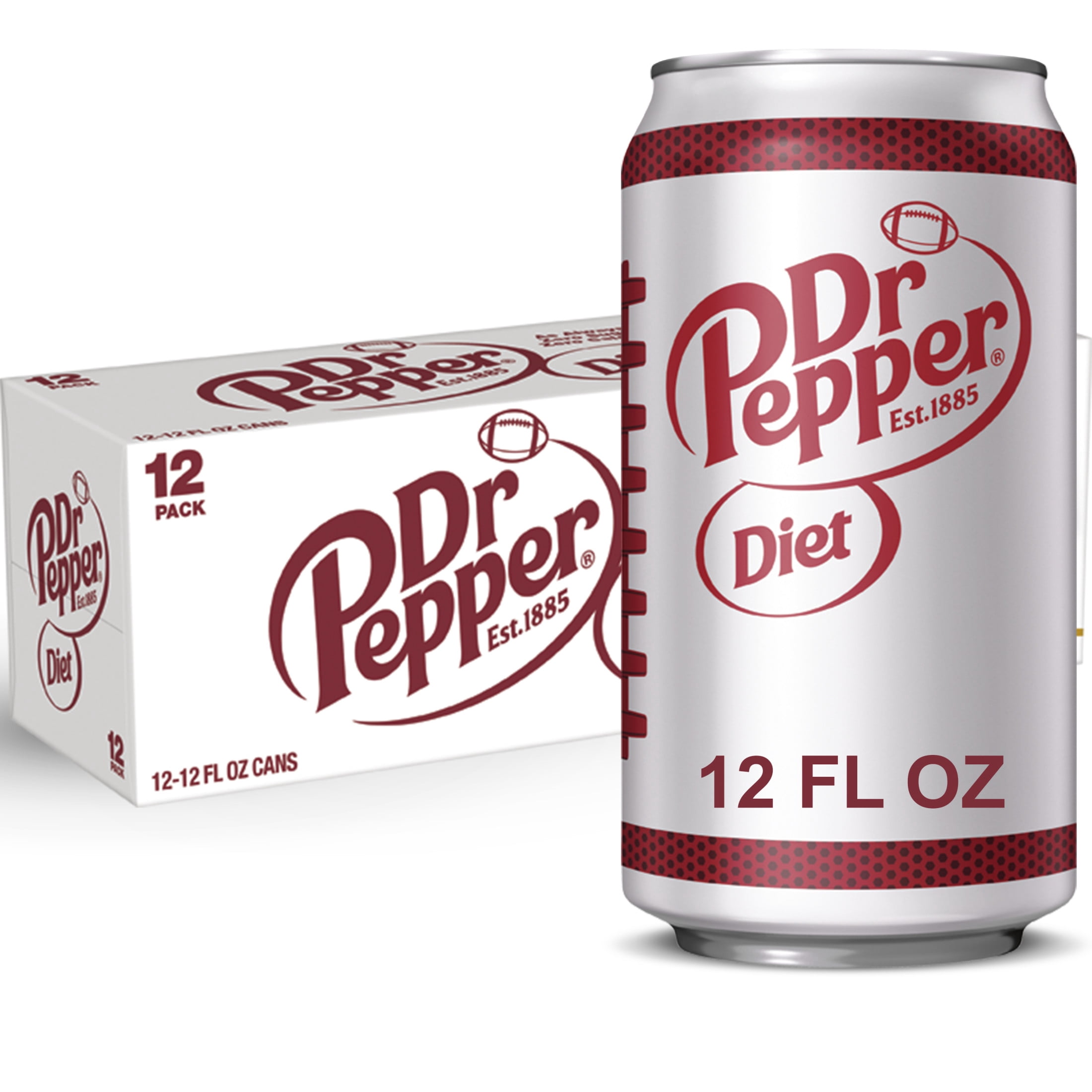 Diet Dr Pepper Soda Pop, 12 fl oz, 12 Pack Cans