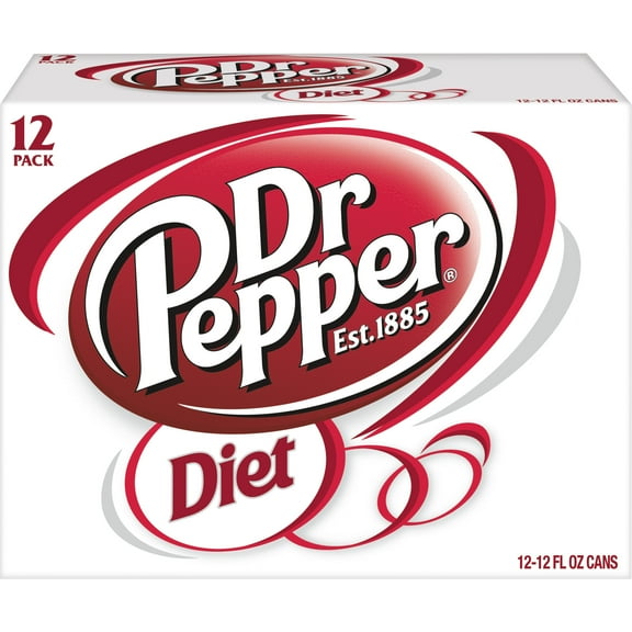 Diet Dr Pepper Soda Pop, 12 fl oz, 12 Pack Cans