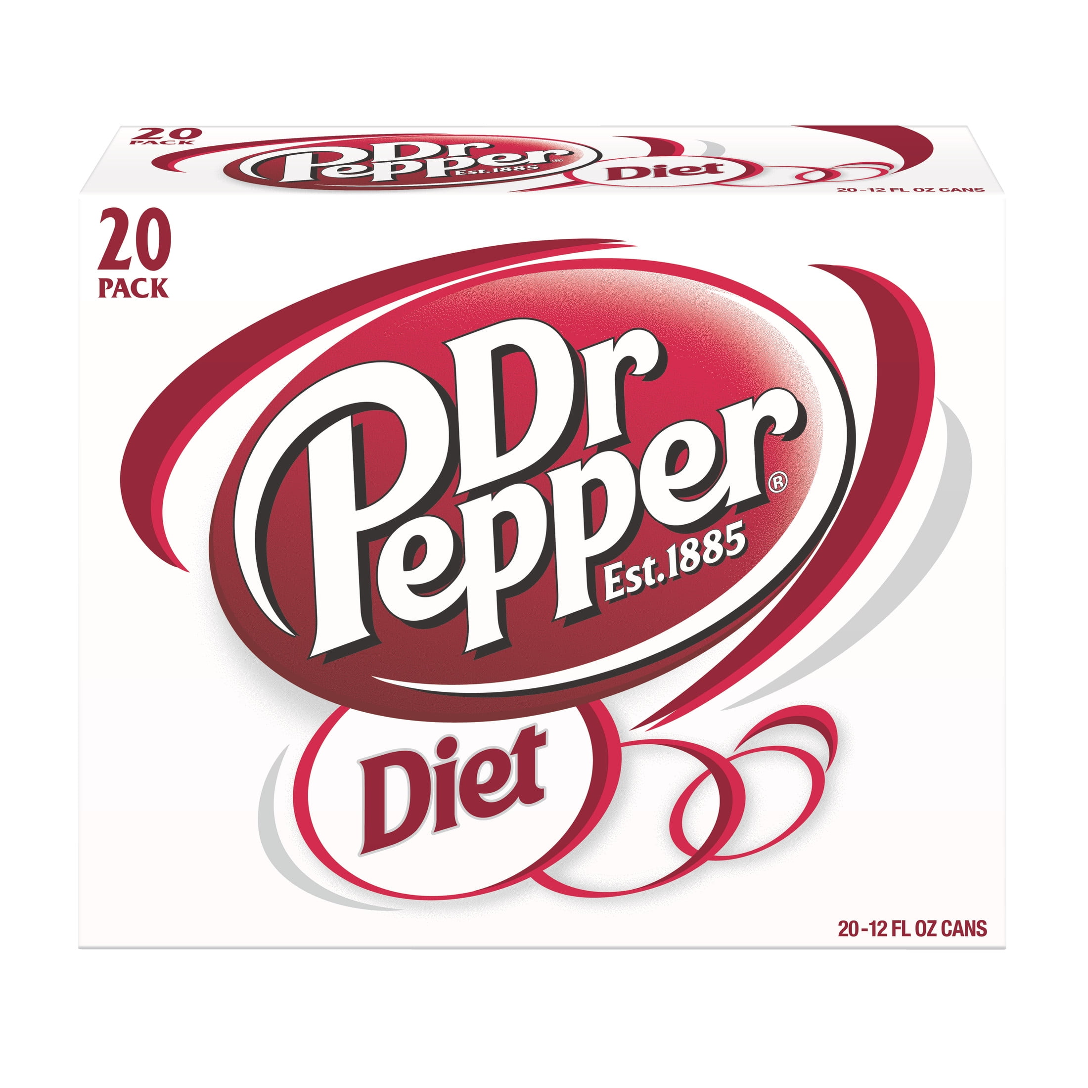 Diet Dr Pepper Soda Pop, 12 fl oz, 20 Pack Cans