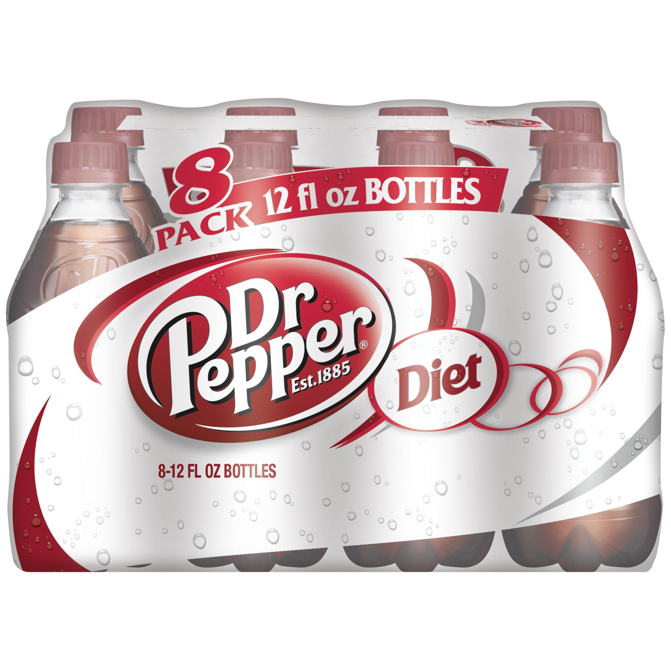 Diet Dr Pepper Soda Pop, 12 fl oz, 8 Pack Bottles