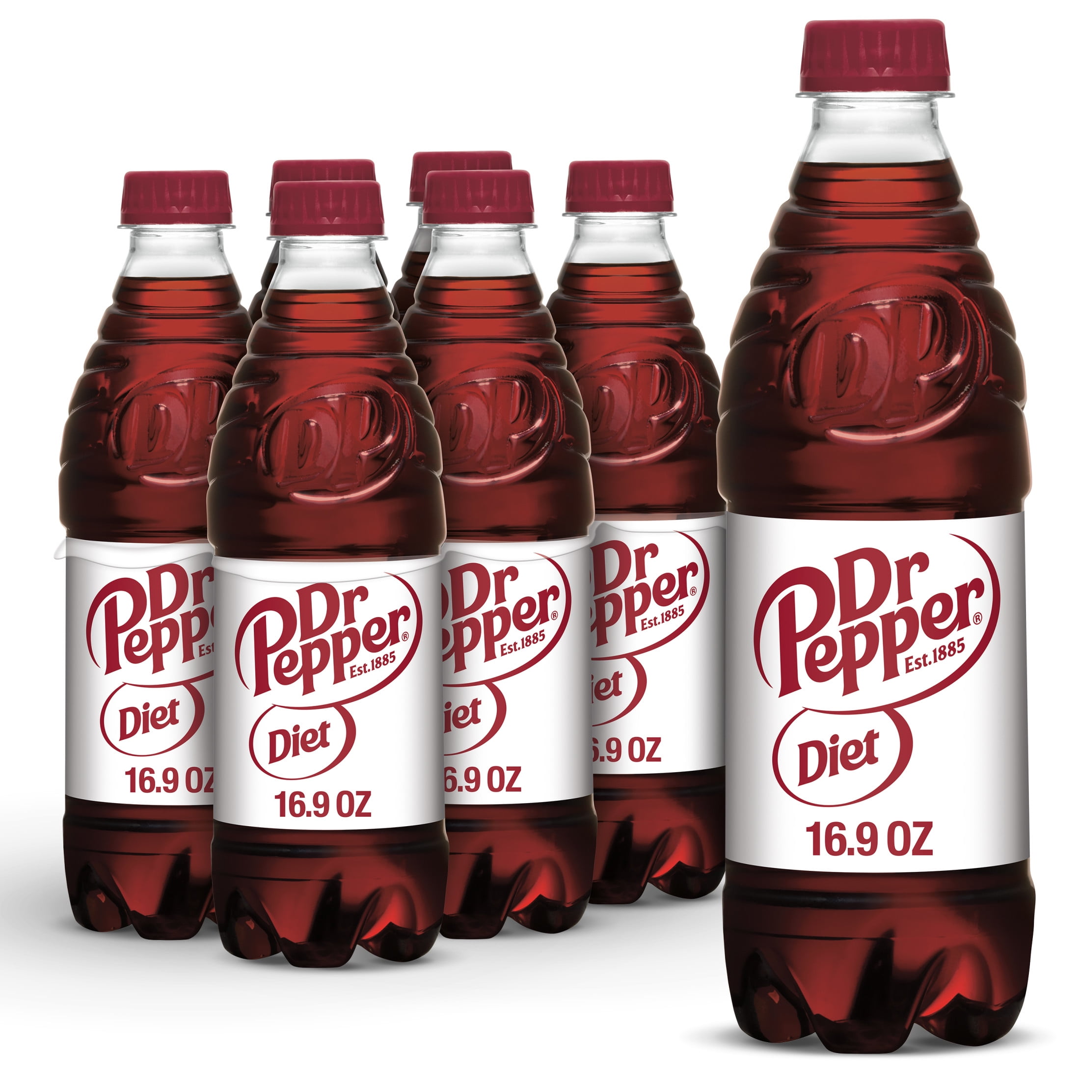 Diet Dr Pepper Soda Pop, 16.9 fl oz, 6 Pack Bottles
