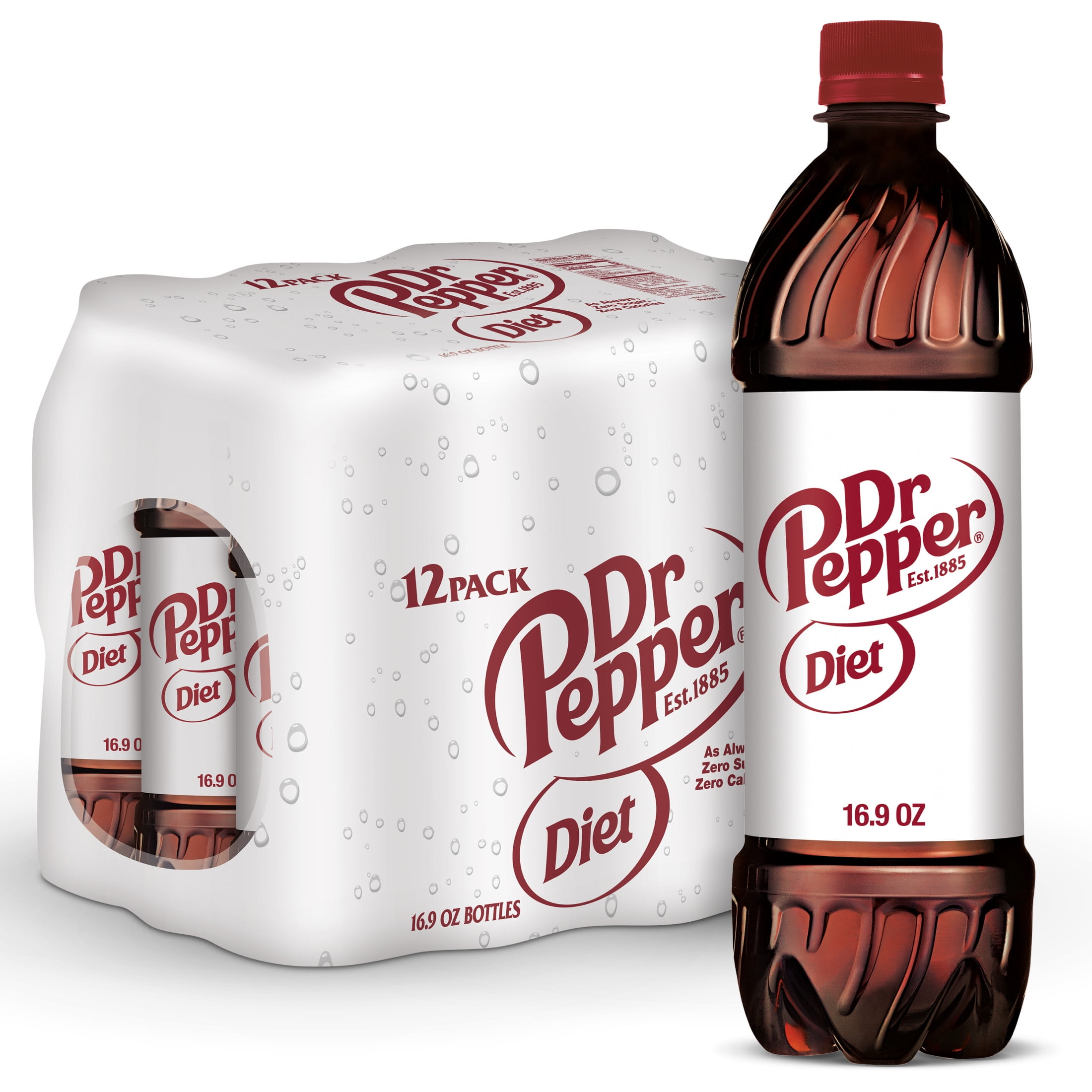 Diet Dr Pepper Soda Pop, .5 L bottles, 12 pack