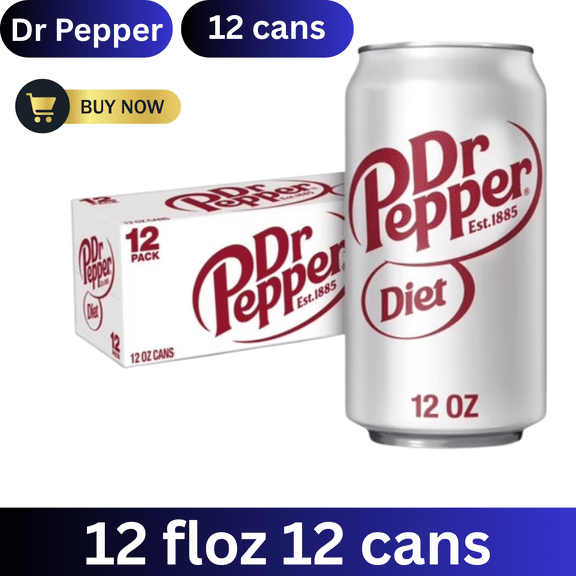 Diet Dr Pepper Soda Pop, Zero Sugar Carbonated Soft Drink, Refreshing Sparkling Beverage, 12 fl oz Cans, 12 Pack