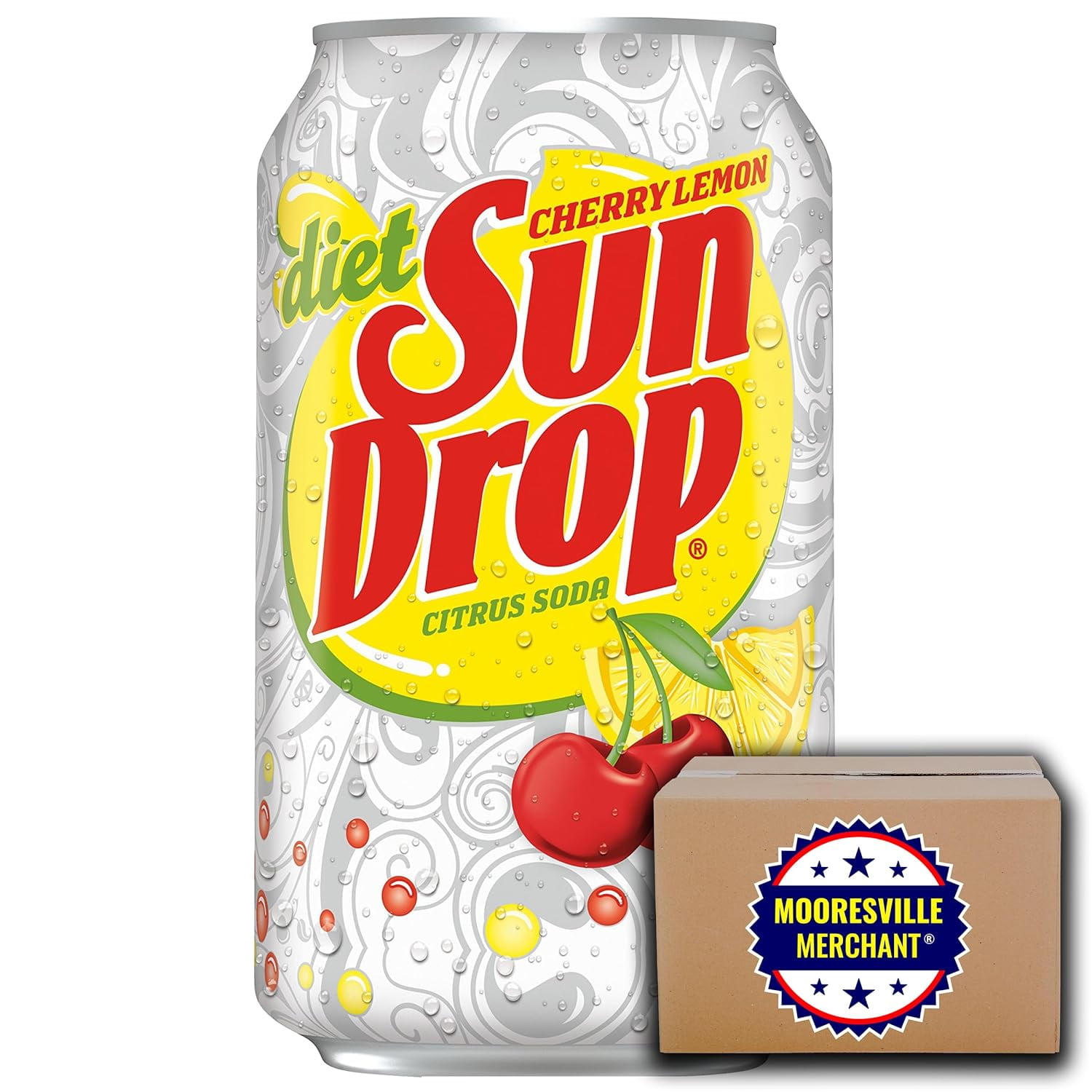 Diet Lemon Sun Drop Citrus Soda, 12 Fl Oz, 12 Cans With Decal