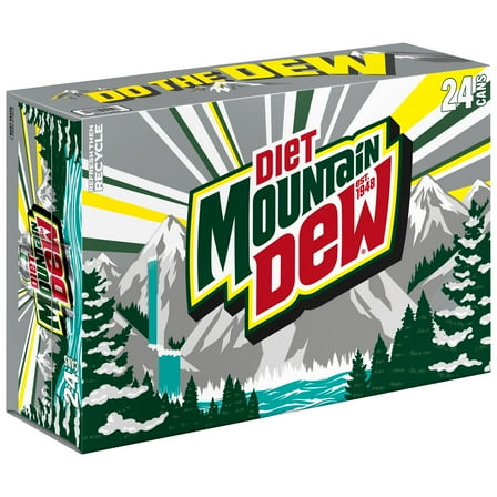 Diet Mountain Dew Citrus Soda Pop, 12 fl oz, 24 Pack Cans
