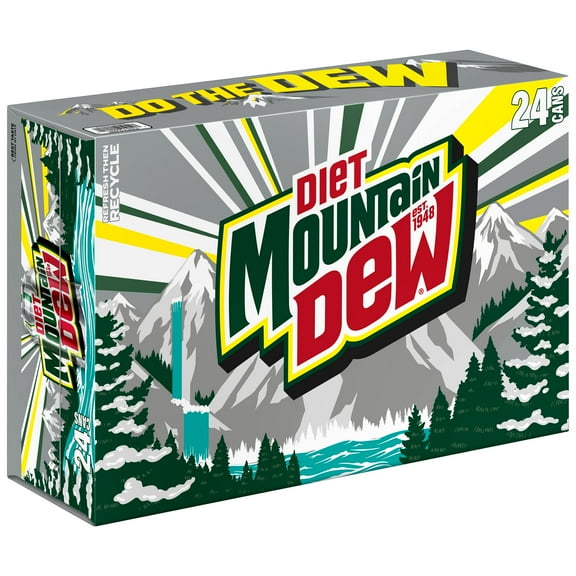 Diet Mountain Dew Citrus Soda Pop, 12 fl oz, 24 Pack Cans