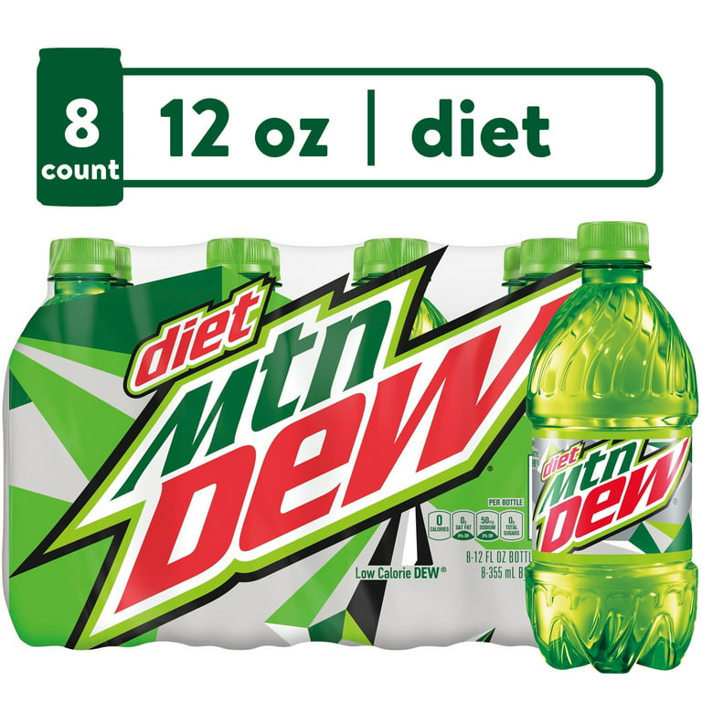Diet Mountain Dew Citrus Soda Pop, 12 fl oz, 8 Pack Bottles 
