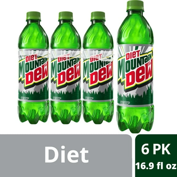 Diet Mountain Dew Soda Bottles 6 pk / 16.9 fl oz - Pack of 2