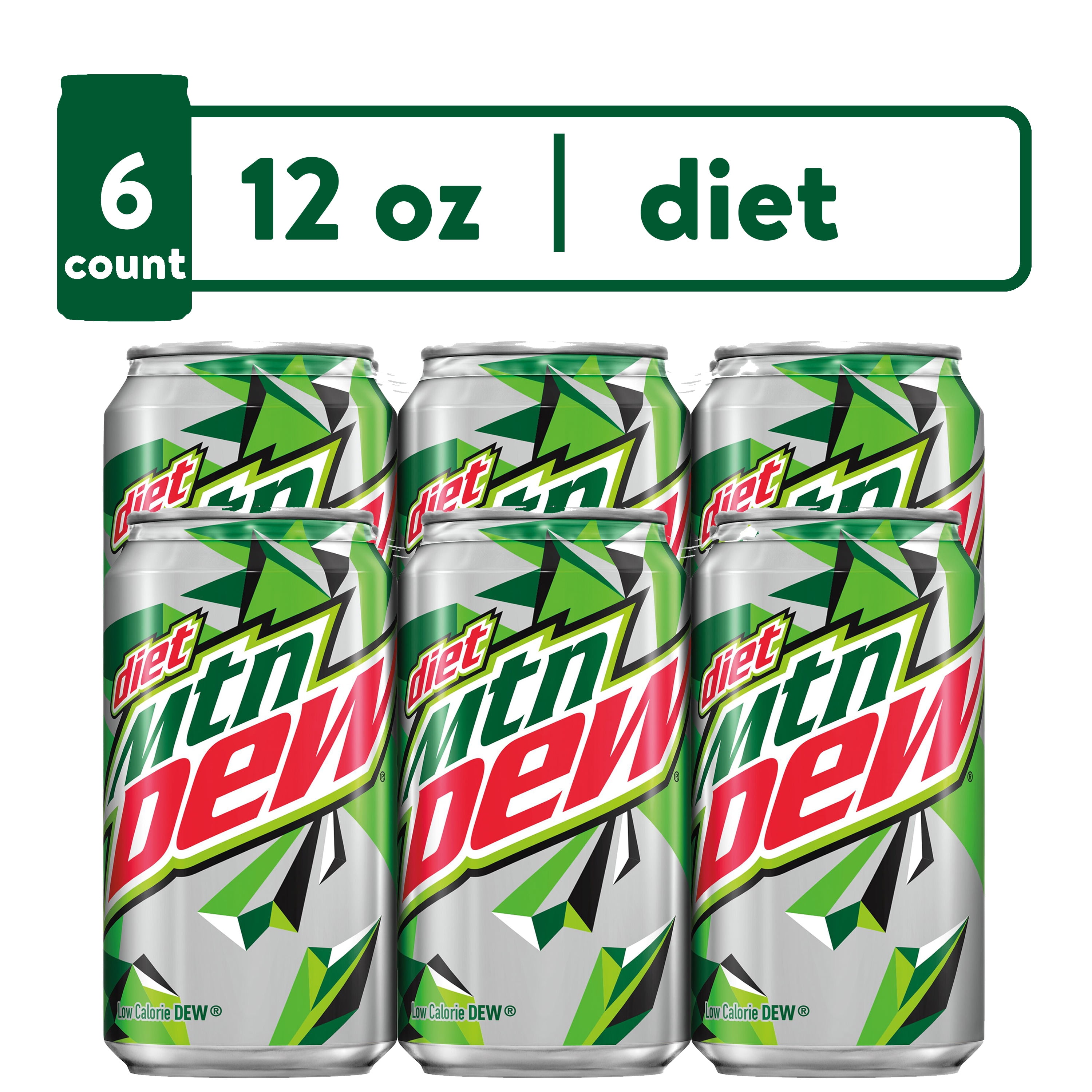Diet Mountain Dew Soda Pop, 12 fl oz, 6 Pack Cans