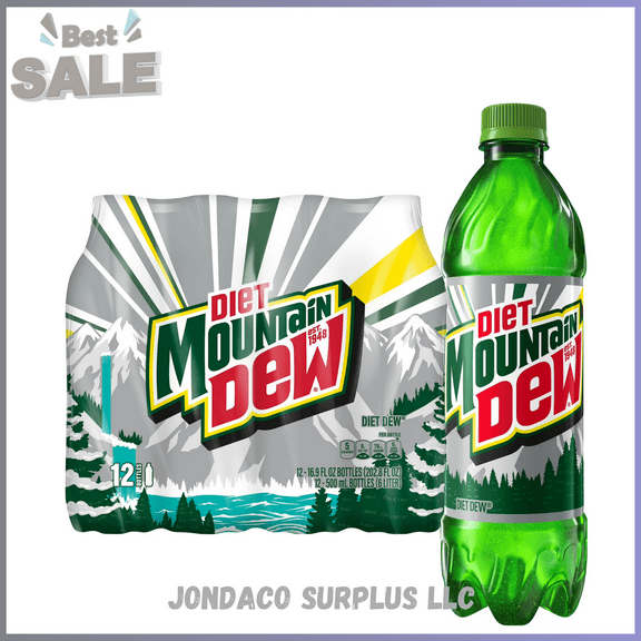 Diet Mountain Dew Soda Pop, 16.9 fl oz , 12 Pack Plastic Bottles