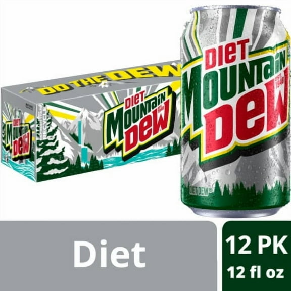 Diet Mountain Dew Zero Sugar Soda Cans 12 pk / 12 fl oz - Pack of 2