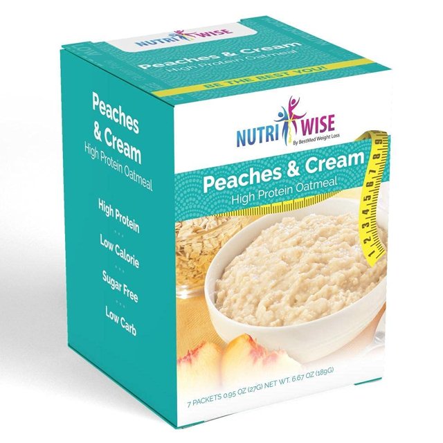 Diet Oatmeal Peaches & Cream 7/Box High Protein, Gluten Free
